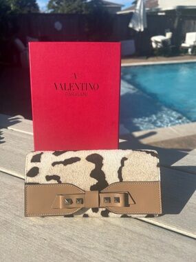 Valentino Garavani COA Leopard Print Calf Hair Wallet